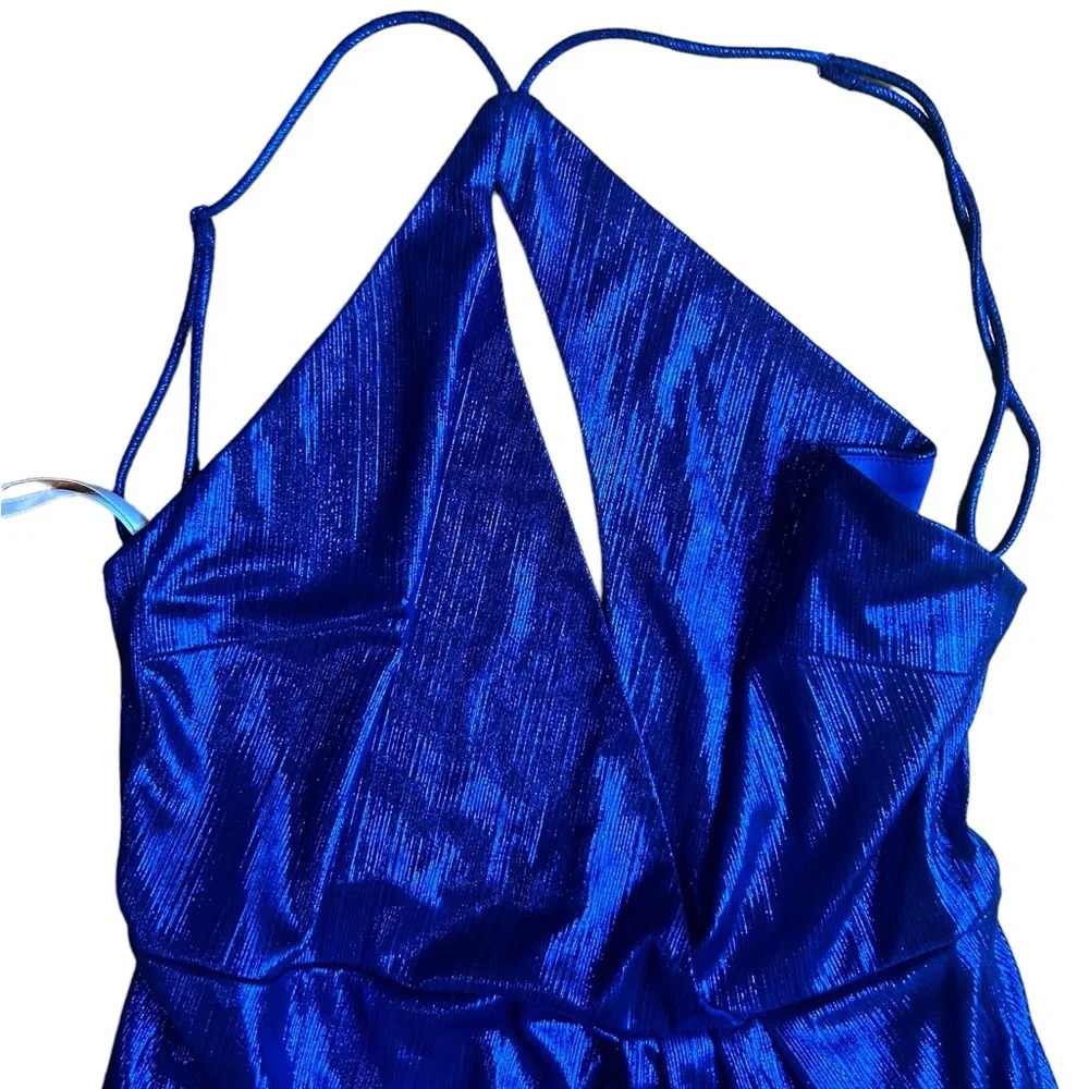 Superdown Claudette Cutout Blue Metallic Mini Dress Size Medium NWOT - Picture 6 of 14